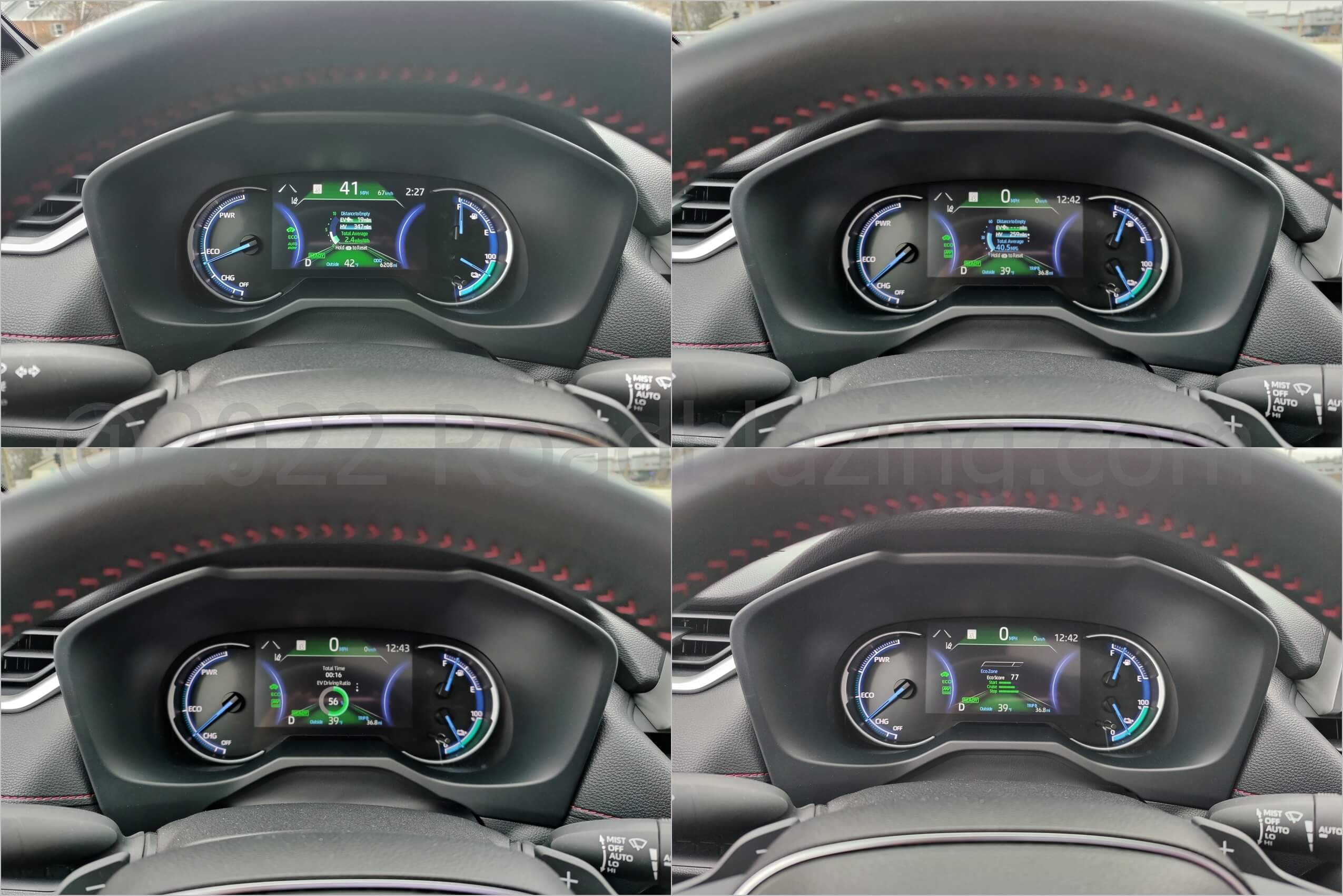 2022 Toyota RAV4 Prime XLE AWD PHEV: gauge cluster battery range and energy consumption displays