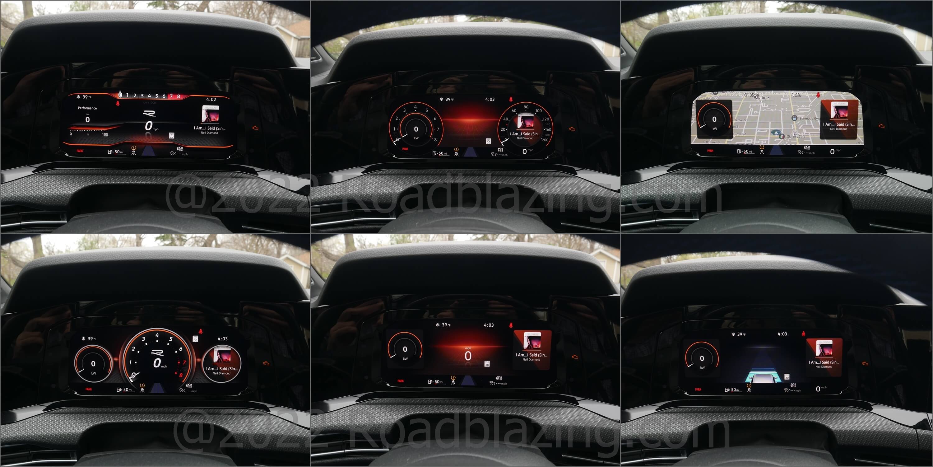 2022 Volkswagen Golf R: variable faces of the 10.25" Digital Cockpit Pro instrument cluster