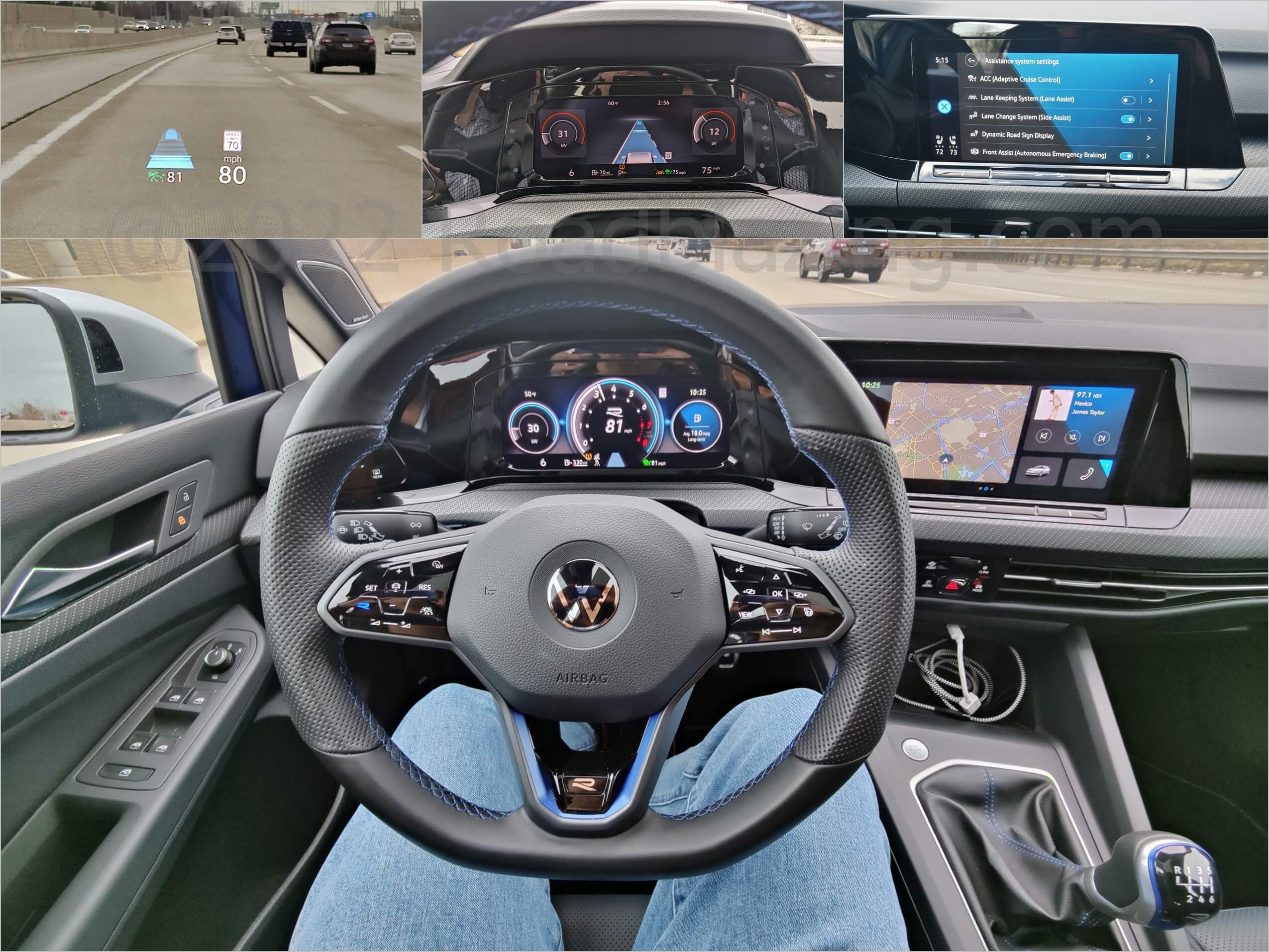 2022 Volkswagen Golf R: driving w/ HUD and ADAS ACC + LDW