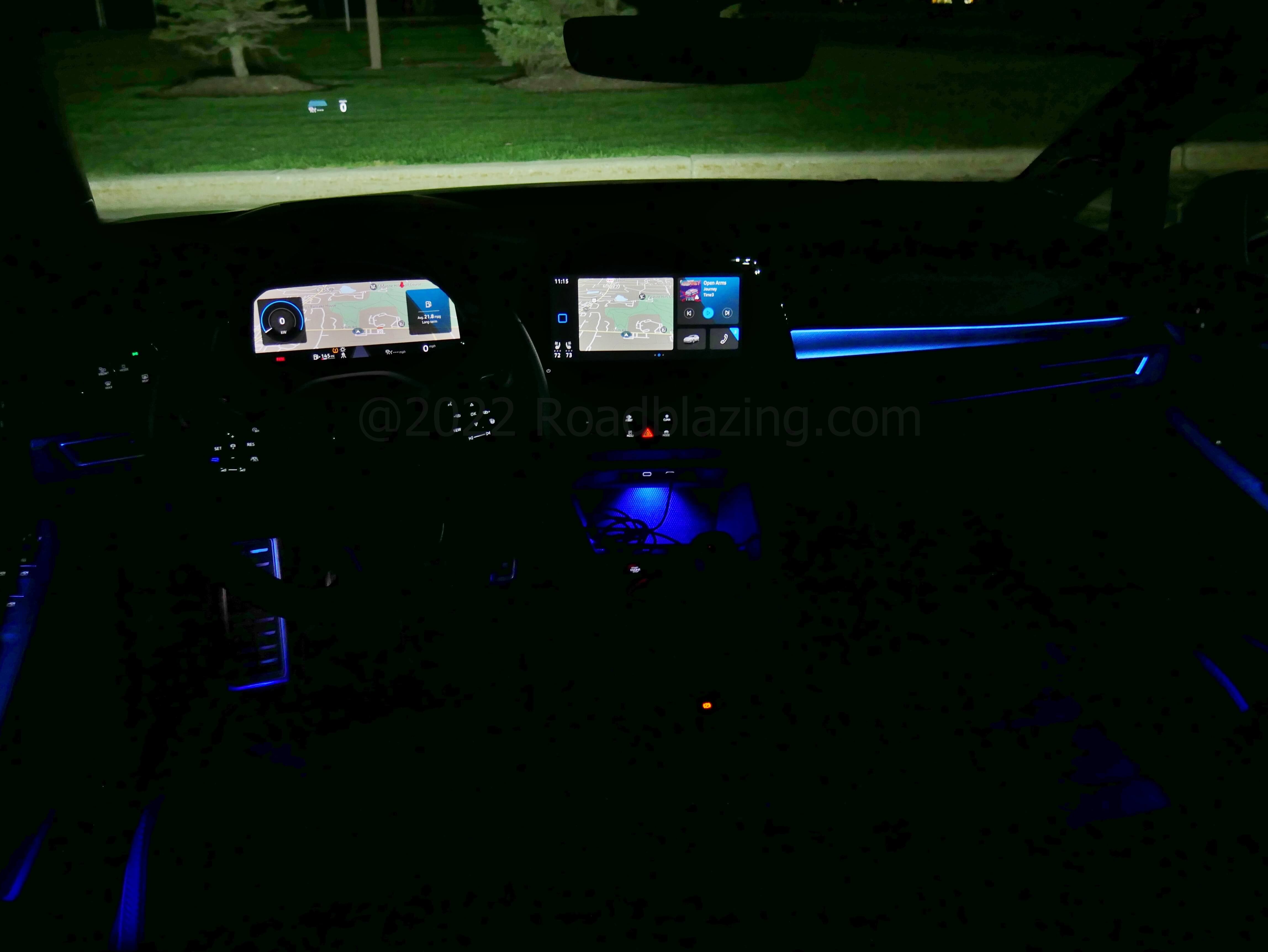 2022 Volkswagen Golf R: ambient LED cabin at night