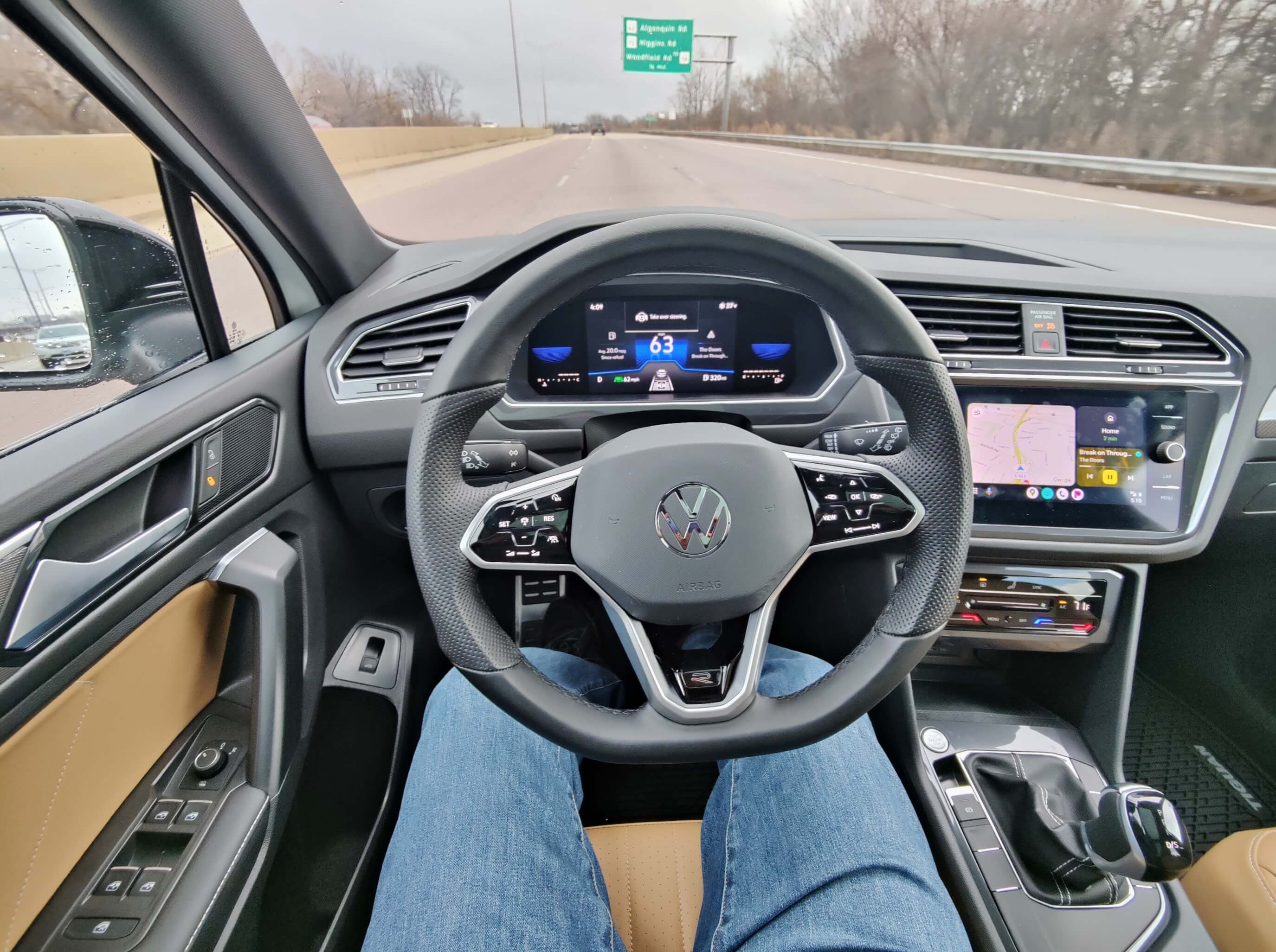 2023 Volkswagen Tiguan SE R-Line Black 3-Row: driving with ADAS & Android Auto projection on the 8.0" Composition touch media display