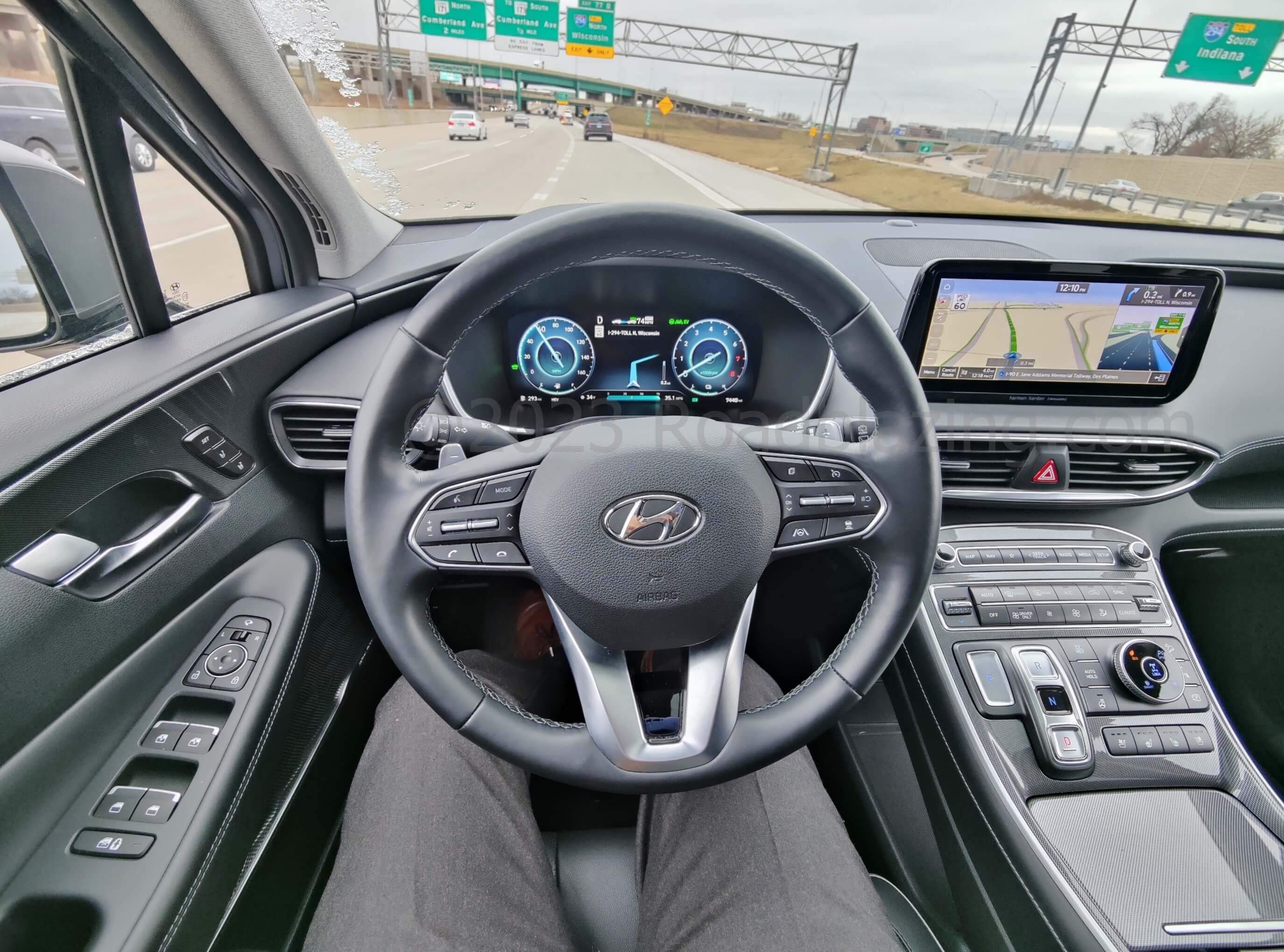 2022 Hyundai Santa Fe Limited PHEV AWD: navigating the interstate w/ turn by turn displays & audio guidance
