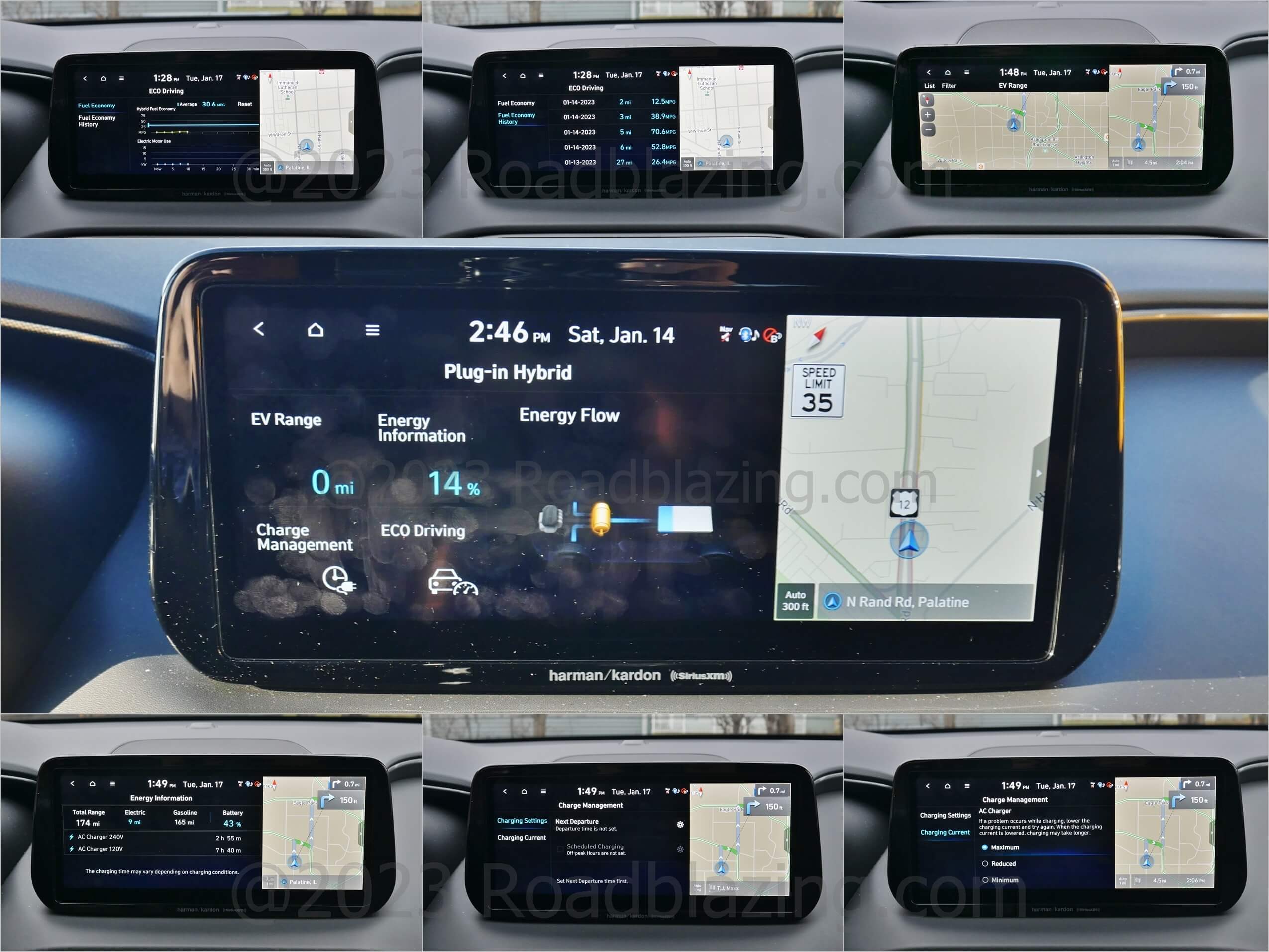2022 Hyundai Santa Fe Limited PHEV AWD: energy flow, battery range, charging settings