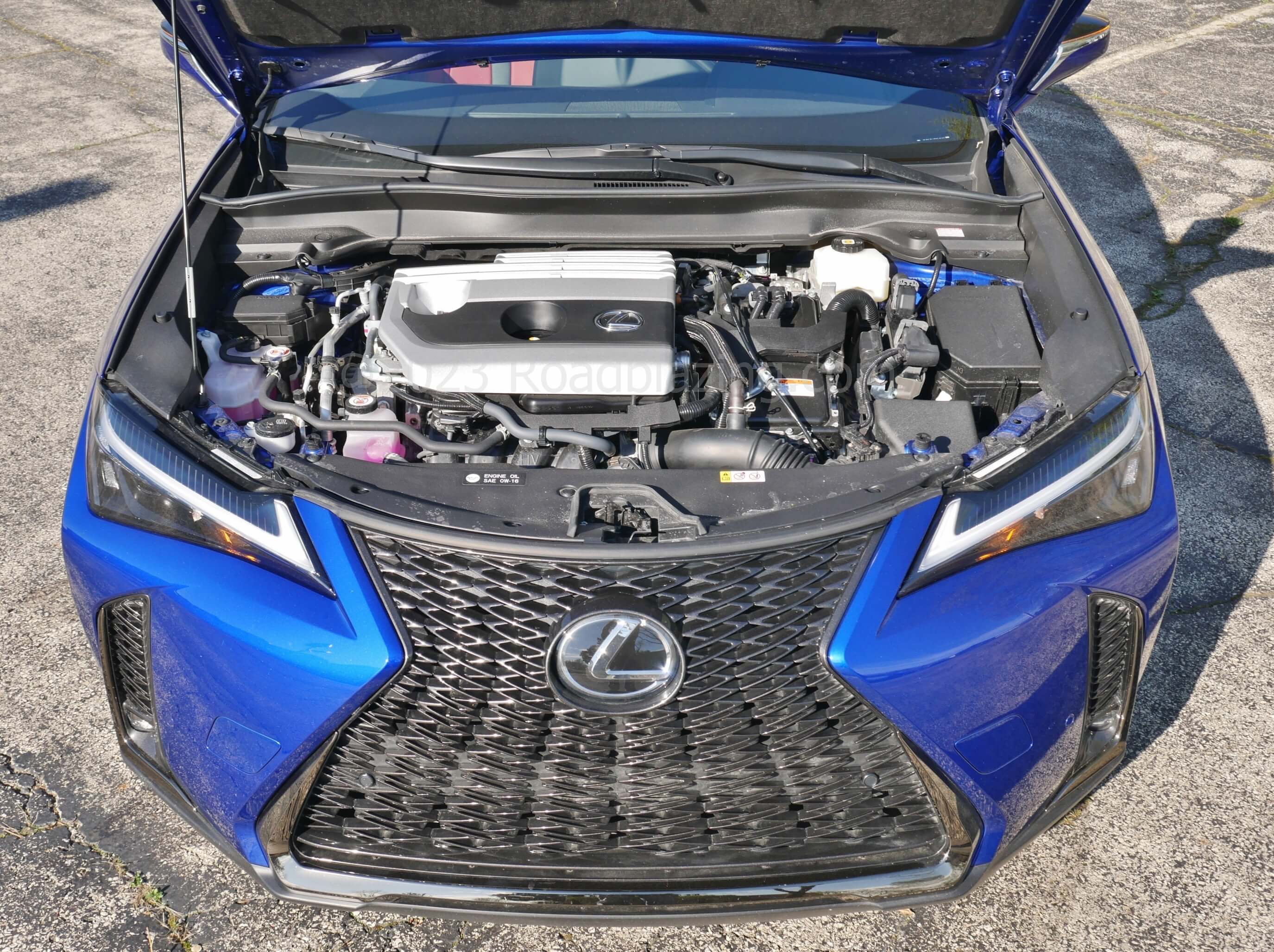 2023 Lexus UX 250 AWD F-Sport: power stands at 181 hybrid horses w/ available rear drive operating only when slippery. Combined MPG = 40+