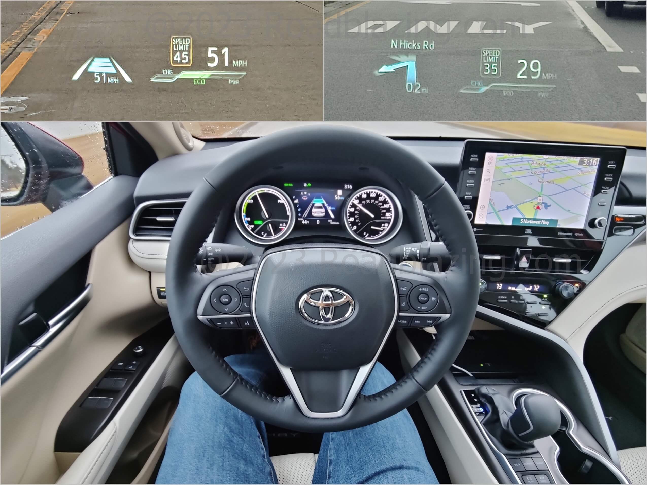 2023 Toyota Camry Hybrid XLE: huge, informative 10.0" color HUD