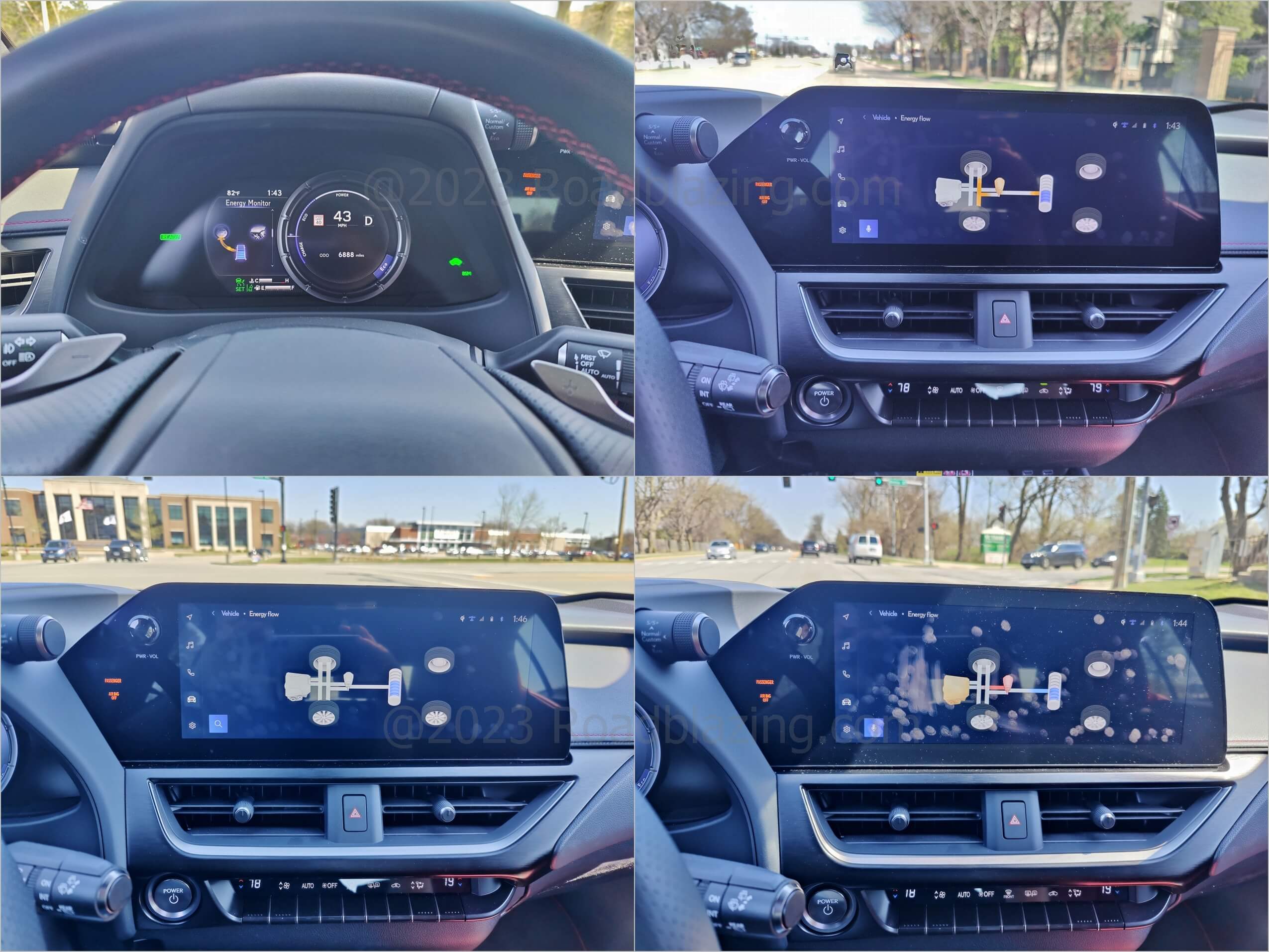 2023 Lexus UX 250 AWD F-Sport: power flow displays in instrument cluster & 12.3" Lexus Interface media display