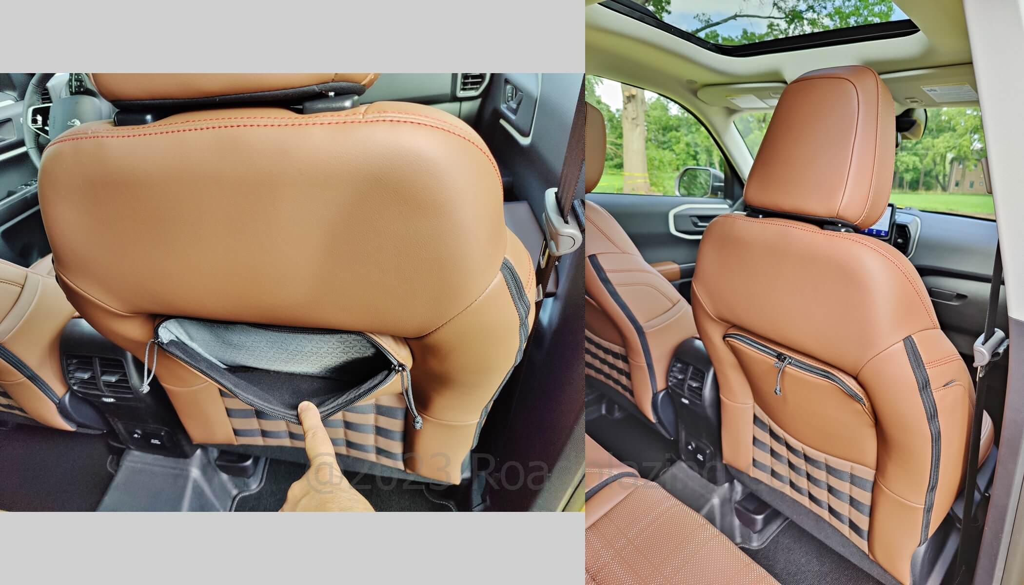 2023 Ford Bronco Sport 2.0T Heritage Limited AWD: Molle outfitter accessory strips + zipped map pockets behind front seats