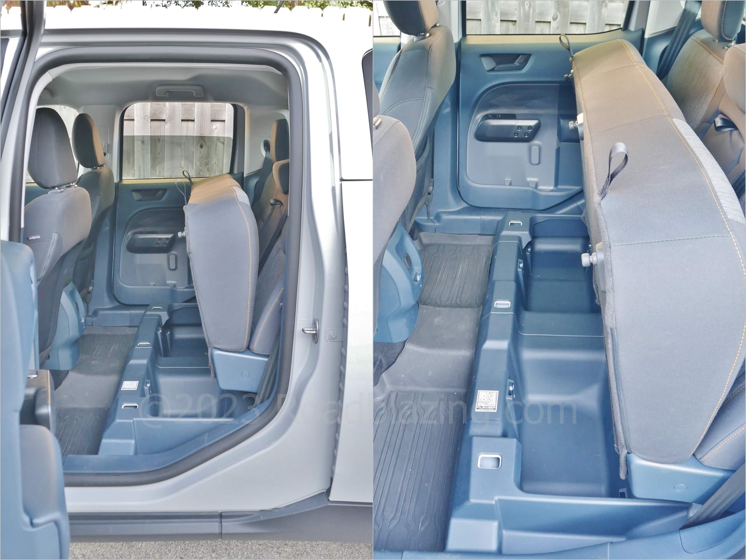 2023 Ford Maverick XLT Tremor AWD: Row 2 split bench seat sub cargo storage