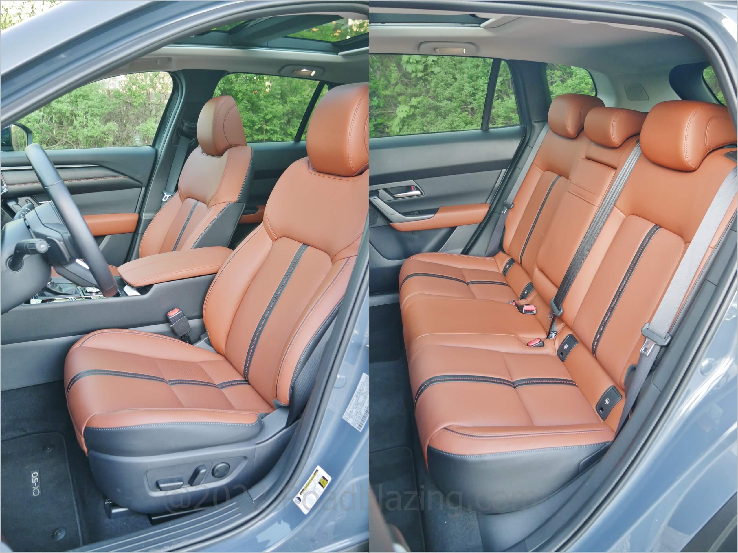 Nappa leather Terracotta seats with hanging contrast stitching