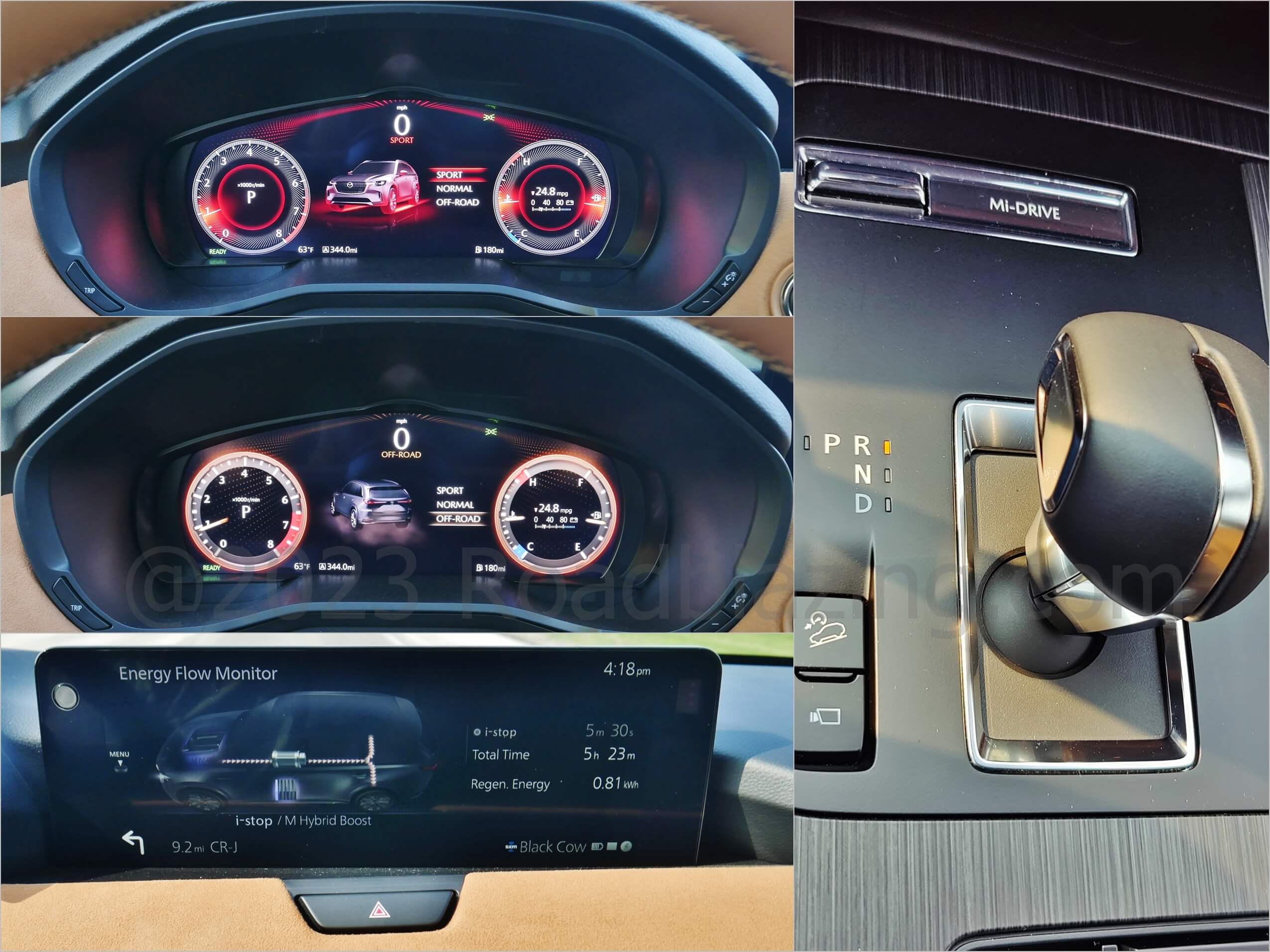 2024 Mazda CX-90 3.3 Turbo S Premium Plus AWD: Mi-Drive Modes, i-Stop + M-hybrid boost displays