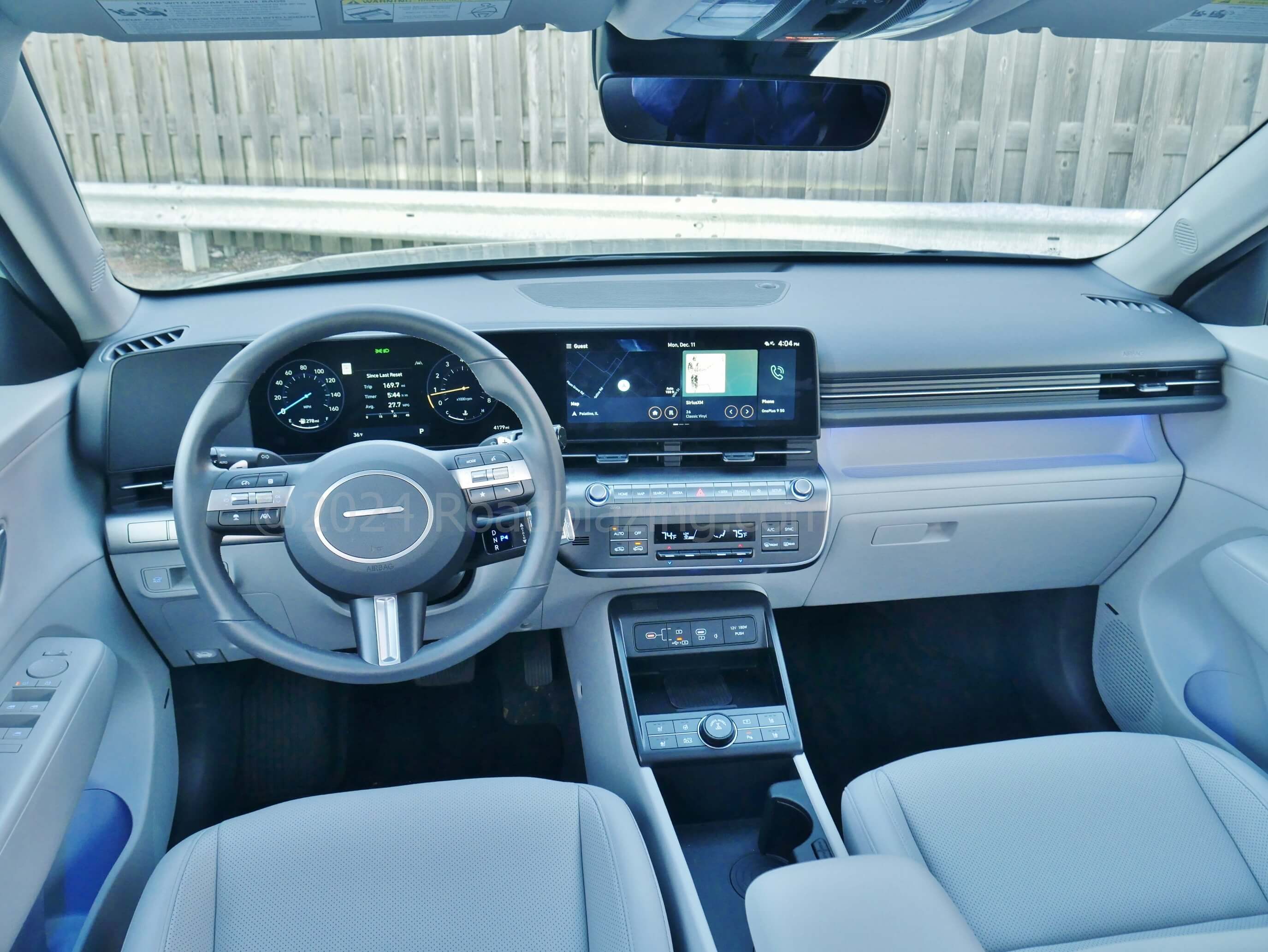 2024 Hyundai Kona Limited AWD: 24.6" diagonal all glass cockpit with climate + media switches creates an airy driving environment + abundant storage