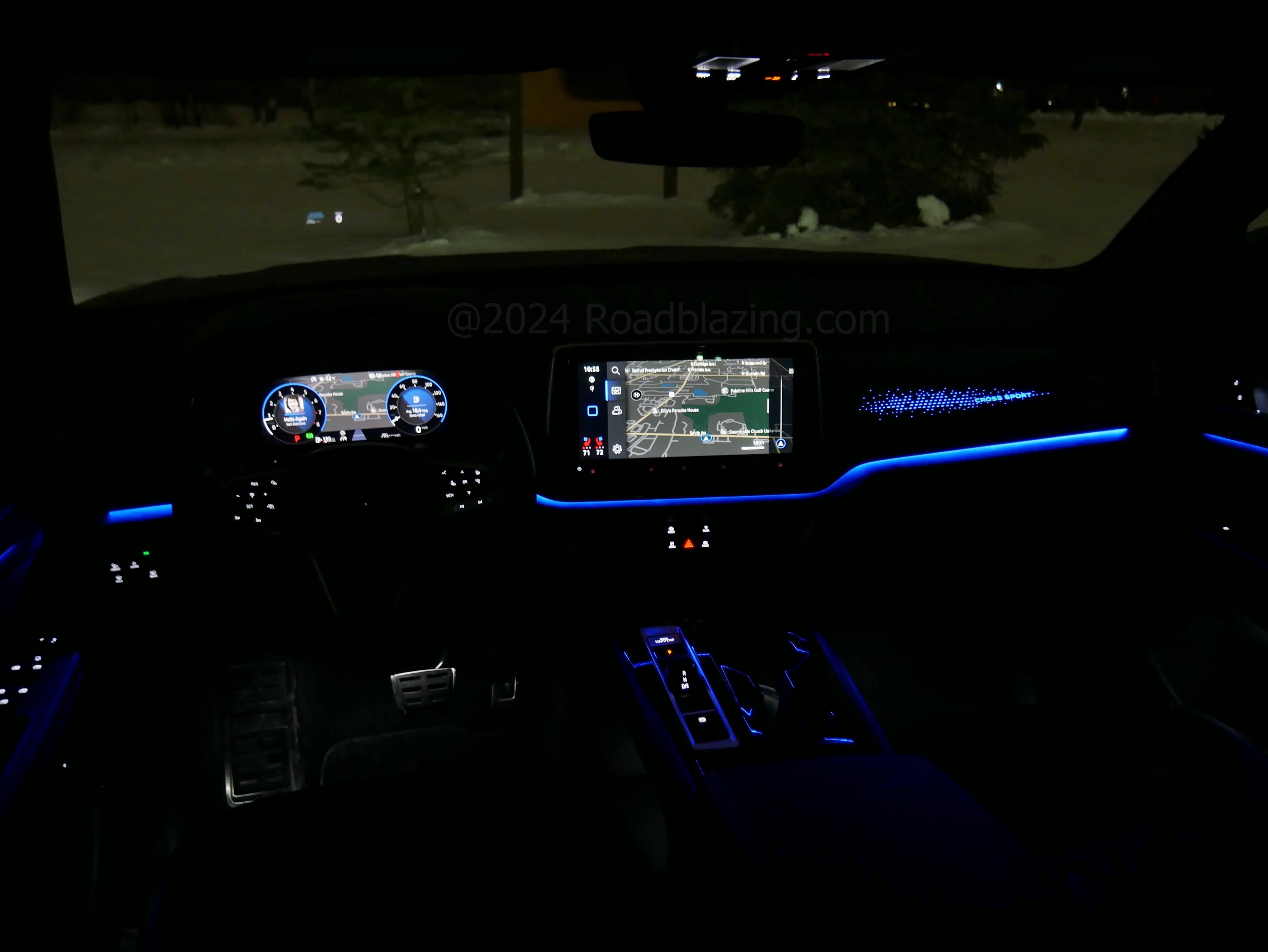 2024 Volkswagen Atlas Cross Sport 2.0T SEL R-Line 4Motion: cockpit night illumination